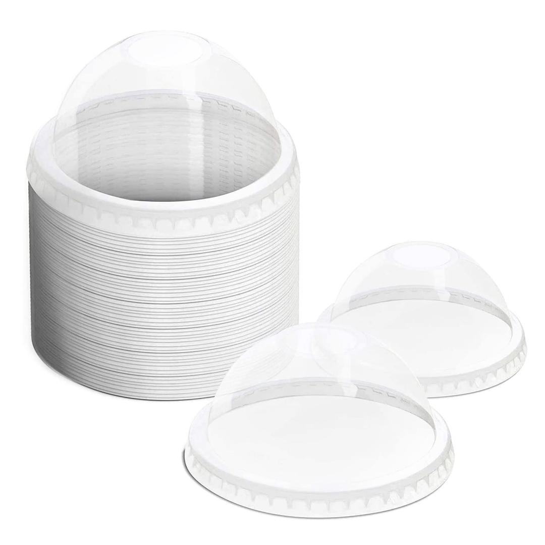 50 Pack Clear Plastic Dessert Cup Lids for 8 Ounce Ice Cream, Yogurt, Fruit, Frozen Dessert Cups