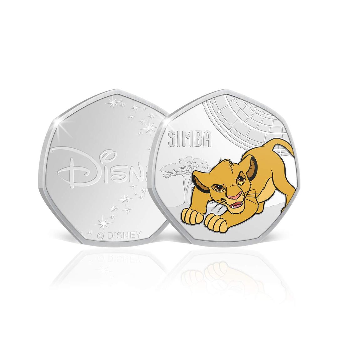 The Lion King Official Disney Gifts 50p Shaped Limited Edition Silver Collectable Fifty Pence Coin - Simba