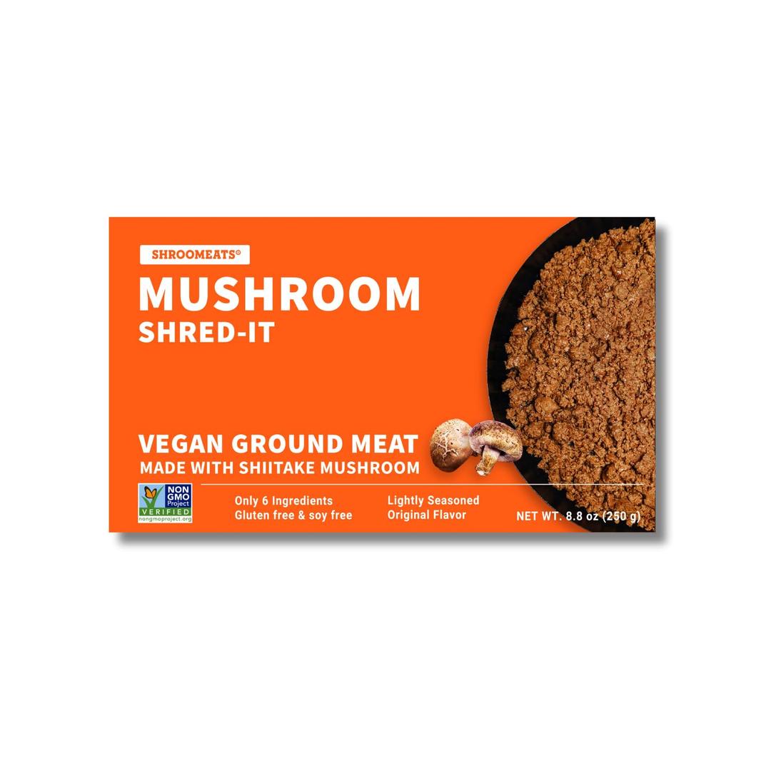 Vegan Shroomeats Mushroom Shred-It - High Protein Meat Substitute from Shiitake Mushrooms - Non-GMO, 8 Allergens-Free Plant Based Ground Meat - Nutritious, and Delicious Vegan Meat - 8.8 Oz