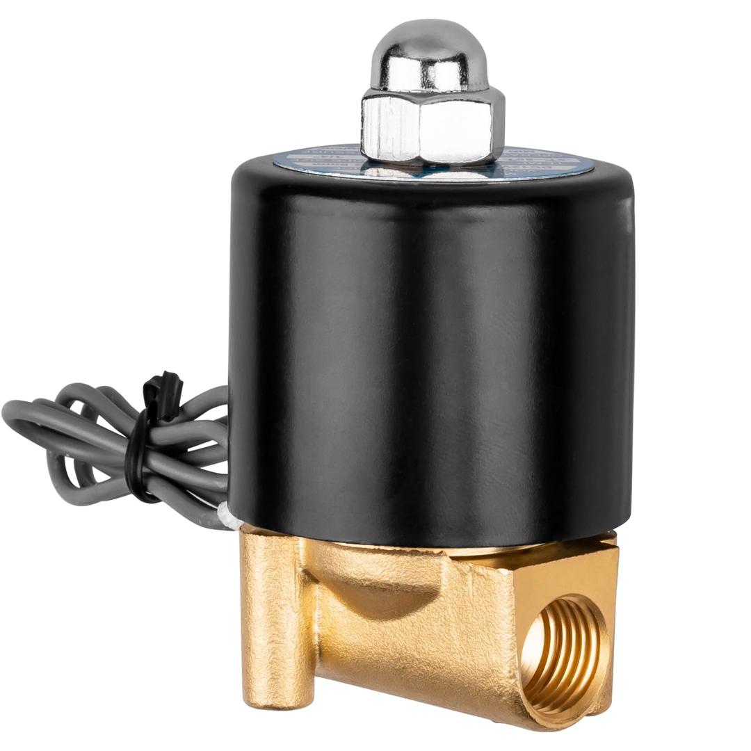 Brass Electric Solenoid Valve, 1/4" Solenoid Valve 12V Normally Closed for Water Air Gas Fuel Oil