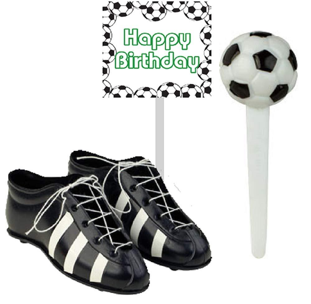 Soccer Foot Ball Birthday Party Cake Decoration Topper Mini Soccers Shoes Cleats Soccer Pick and Banner