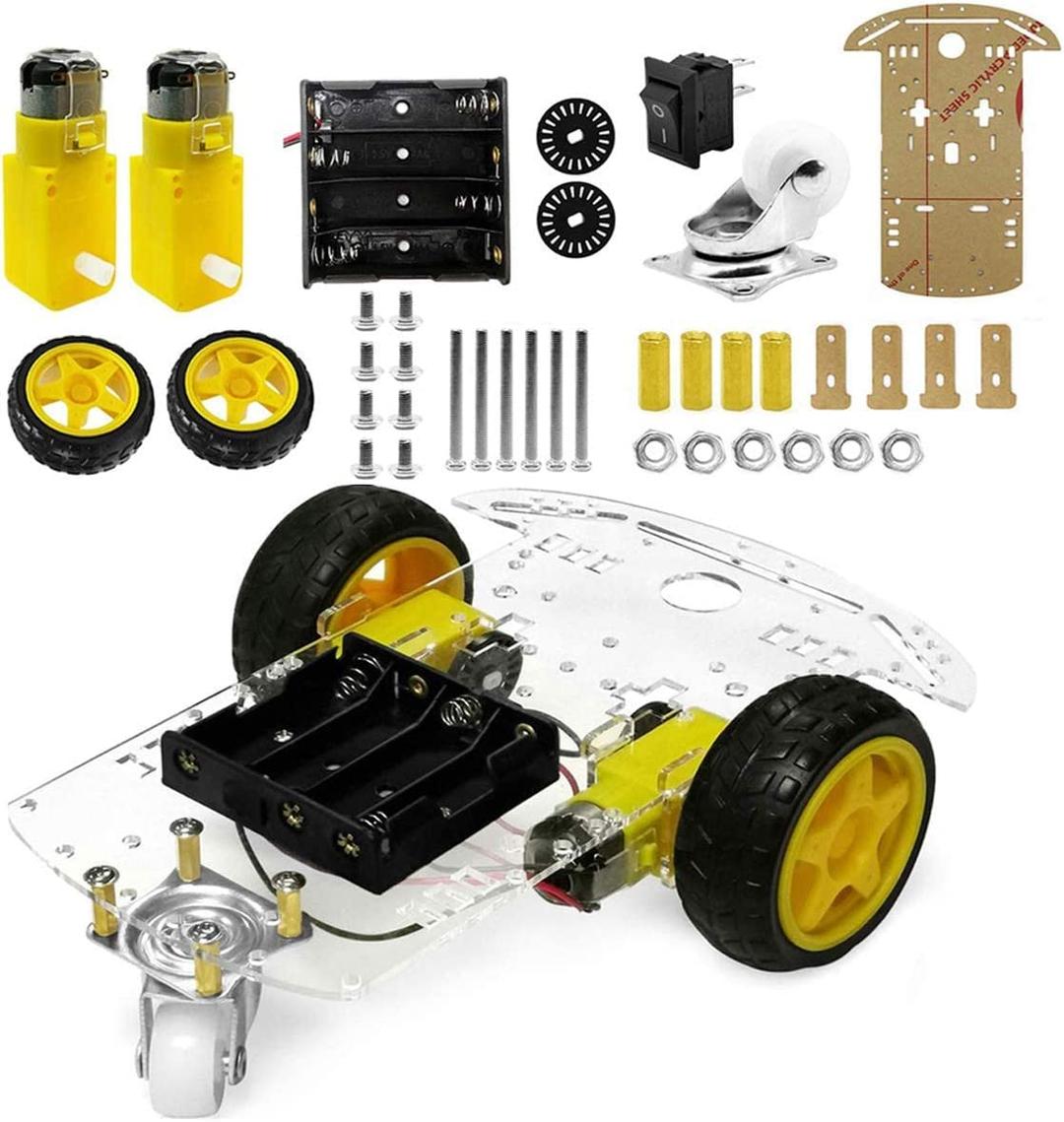 YIKESHU 2WD Smart Robot Car Chassis Kit with Speed Encoder Battery Box 2 Wheels Arduino Microbit Raspberry Pi DIY Toy Adult Age 16+