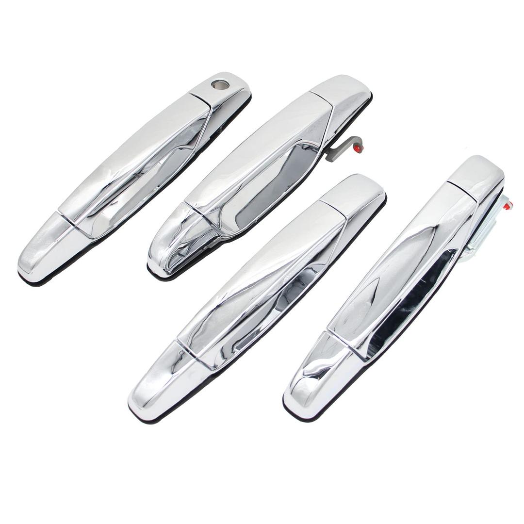 20828258 Set of 4 Exterior Chrome Door Handles Front/Rear Left/Right Compatible with Cadillac Escalade ESV EXT | Chevrolet Avalanche Silverado 1500/2500/3500 Suburban Tahoe | GMC Yukon XL