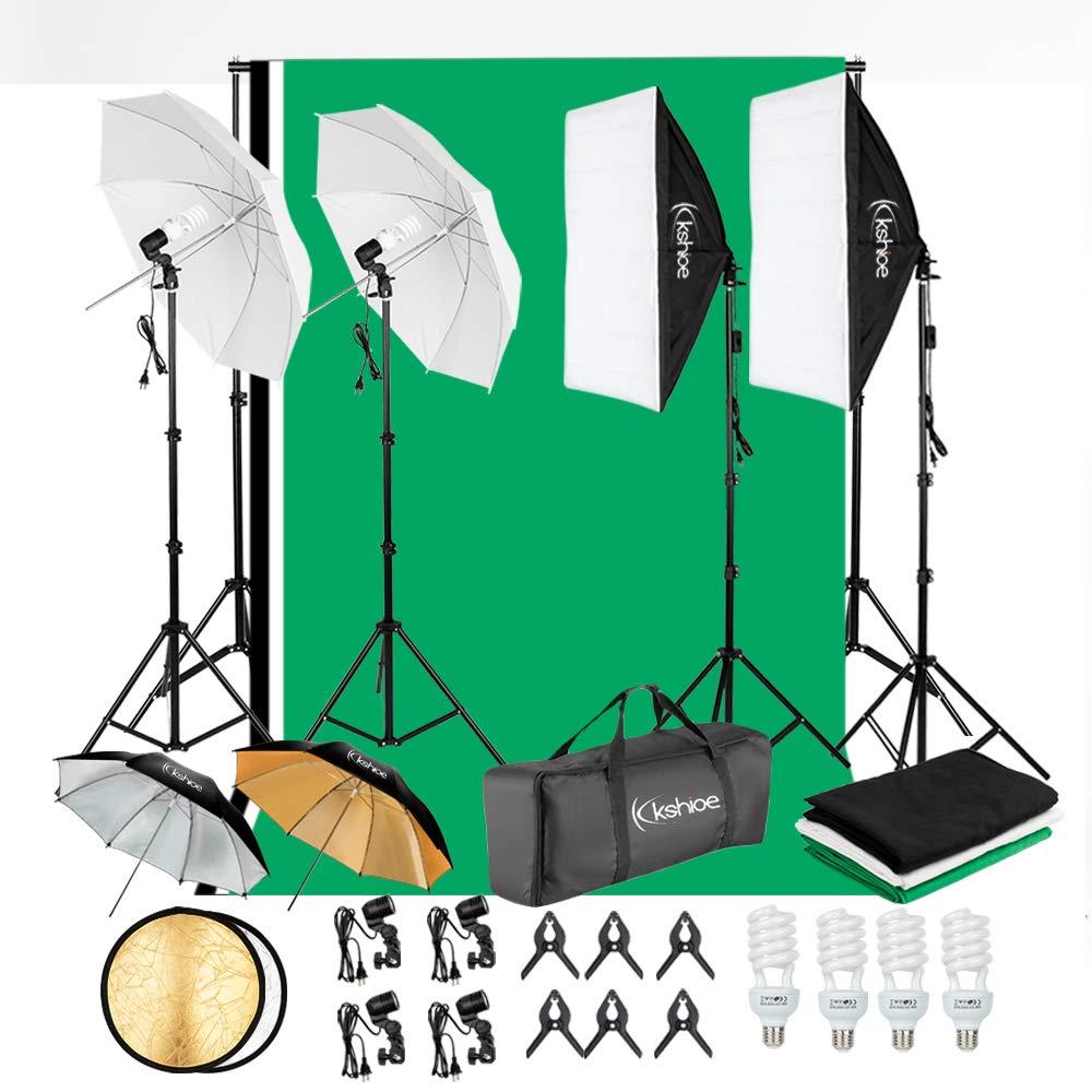 800W 5500K Umbrellas Softbox Continuous Lighting Kit with Backdrop Support System for Photo Studio Product, Portrait and Video Shoot Photography