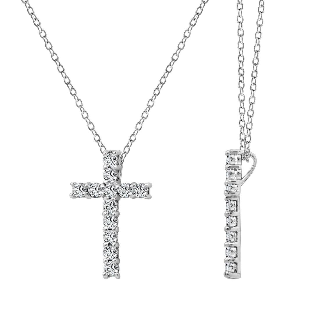 Amazon EssentialsPlatinum or Gold Plated Sterling Silver Cross Pendant Necklace with Infinite Elements Zirconia, 18" (previously Amazon Collection)