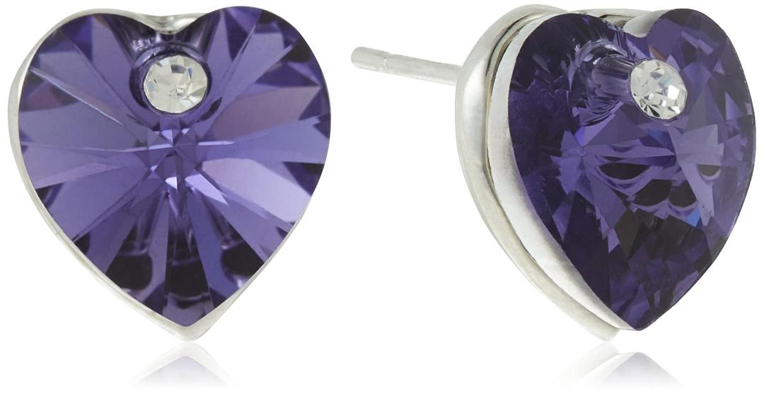 SwarovskiElements 18K White Gold Plated Earrings Encrusted With Purple Crystals, Swr-404