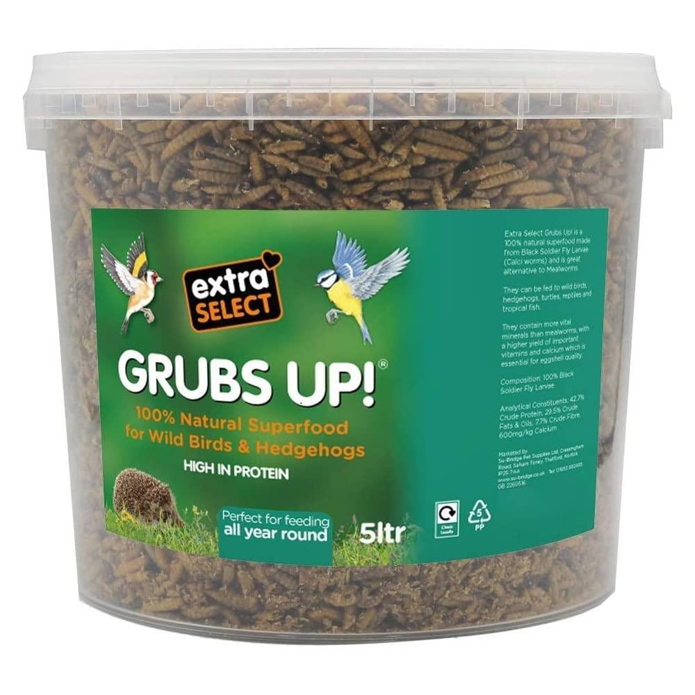 Extra Select Grubs Up - Black Soldier Fly Larvae For Wild Birds and Hedgehogs 5ltr