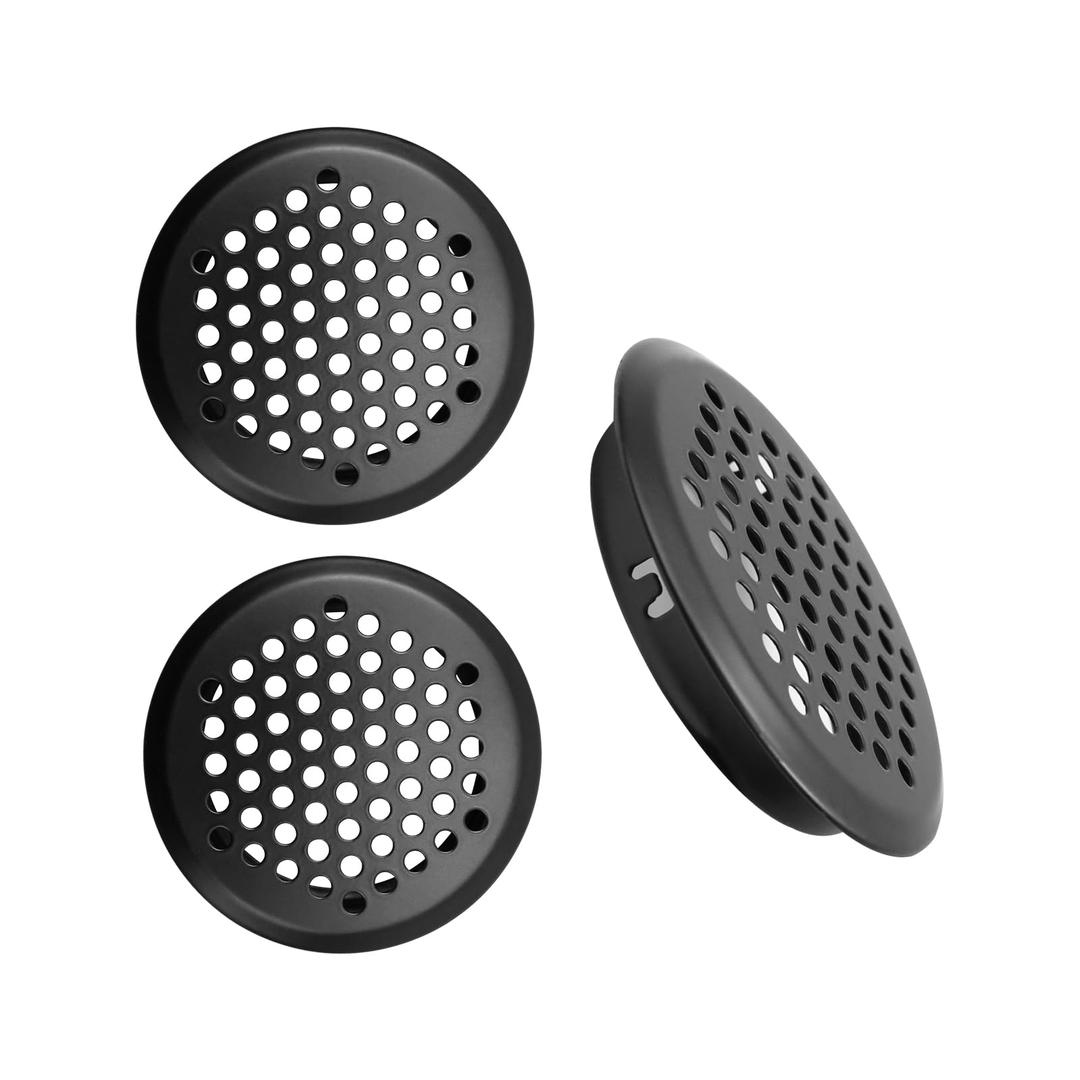 AntraderBlack Louver Vents Stainless Steel Round Mesh Hole Air Vents 53mm/2inch Mounting Diameter 3 Pack