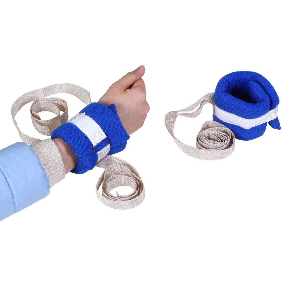 Medical Restraints Control Limb Holders Beds Bed Restraint for Hand, Feet, Ankle (1 Pair - Blue)