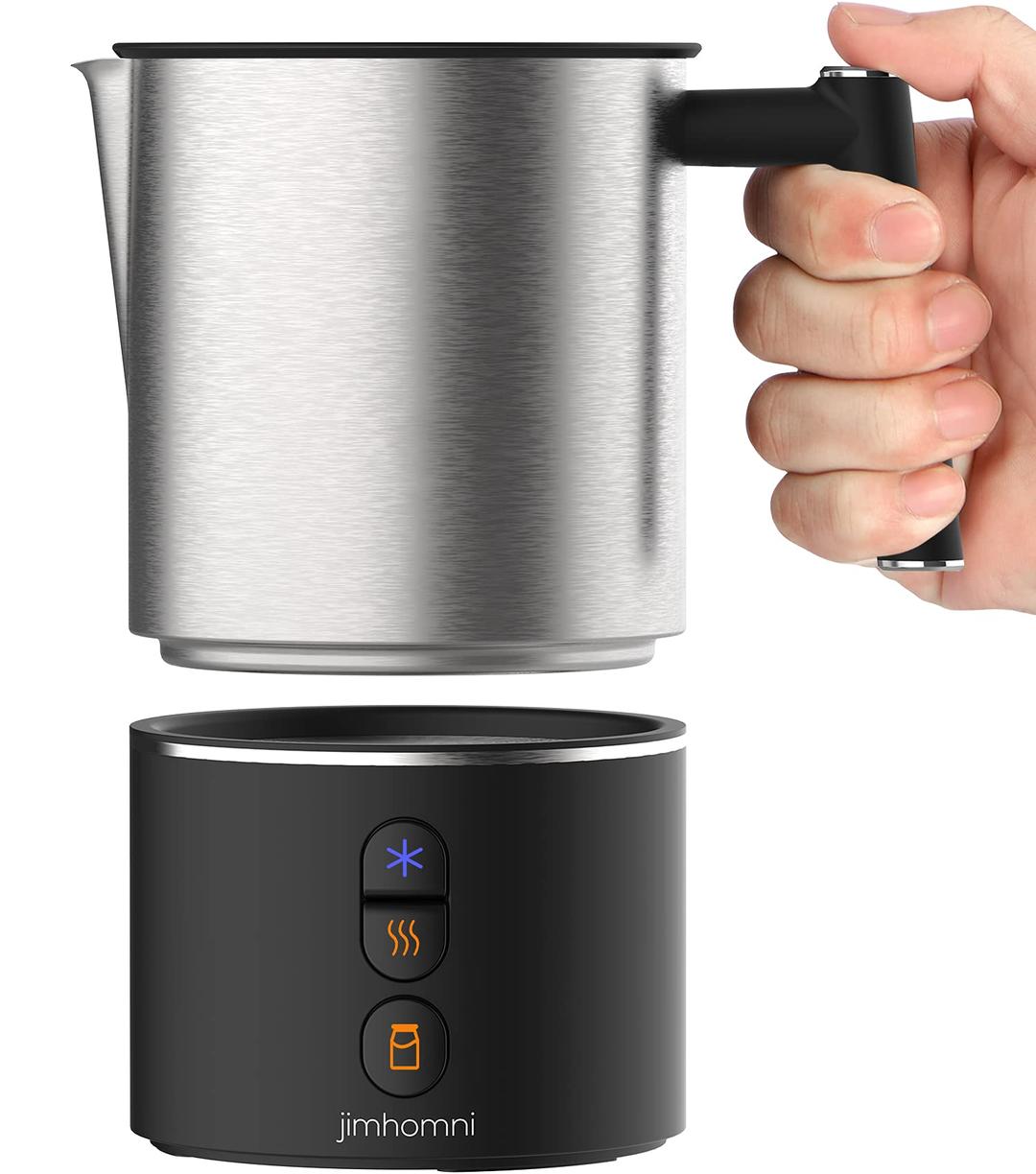 Detachable Milk Frother, Stainless Steel Jug Electric Milk Steamer, Automatic Hot and Cold Milk Foam Maker and Heater, For Coffee, Lattes, Cappuccinos, Hot Chocolate, Warm Milk at Home