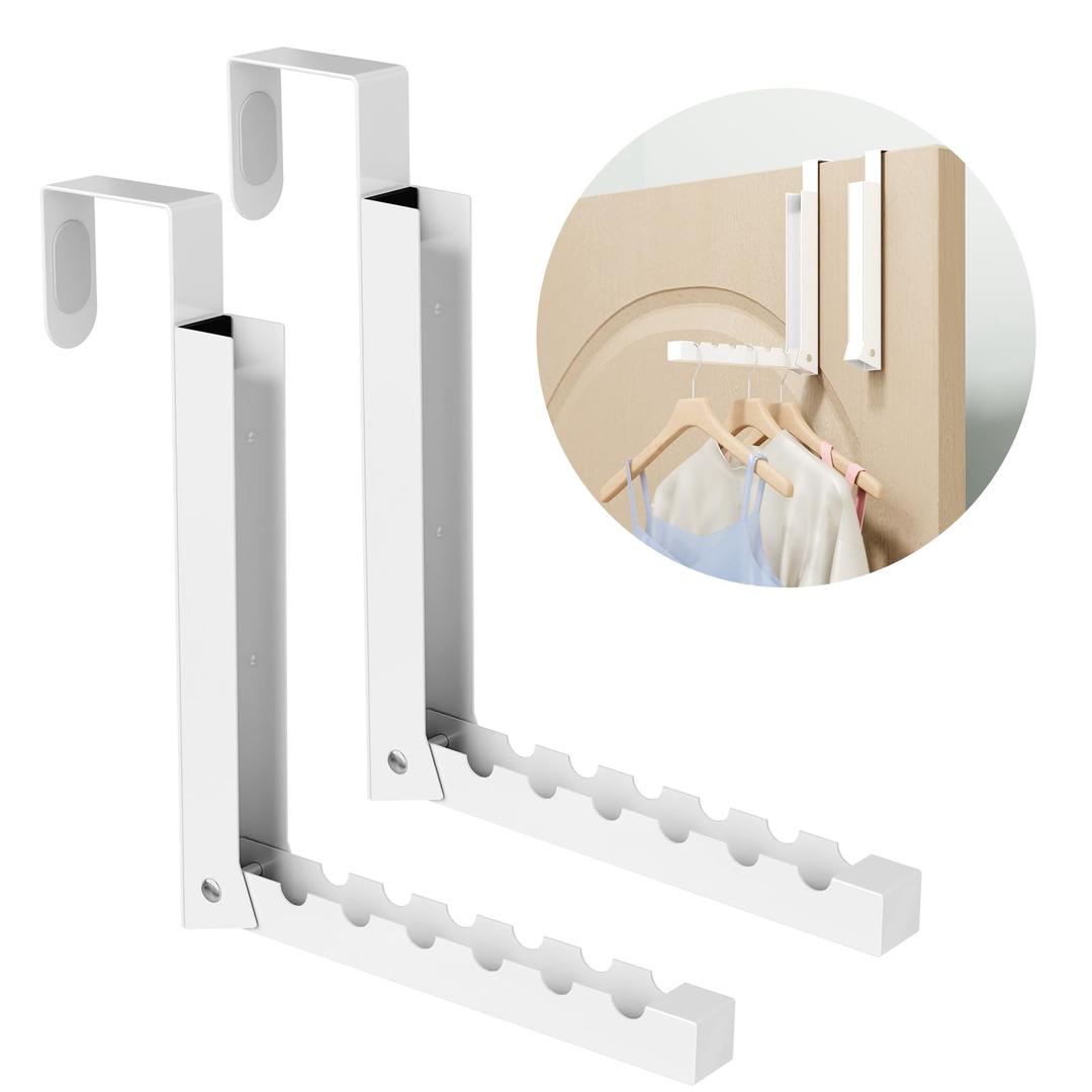 Over The Door Hanger Folding Clothes Drying Rack, Folding Hanging Coat Rack for Indoor Laundry Room Compact Small Space Foldable Portable Clothing Hanger Hook Collapsible- 2 Pack