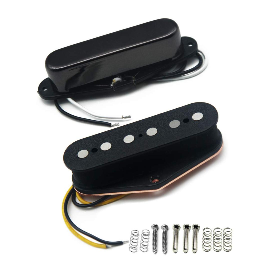 FLEOR Alnico 5 Guitar Pickups TL Bridge Pickup w/Neck Pickup (Black) for TL Style Guitar Pickups Part