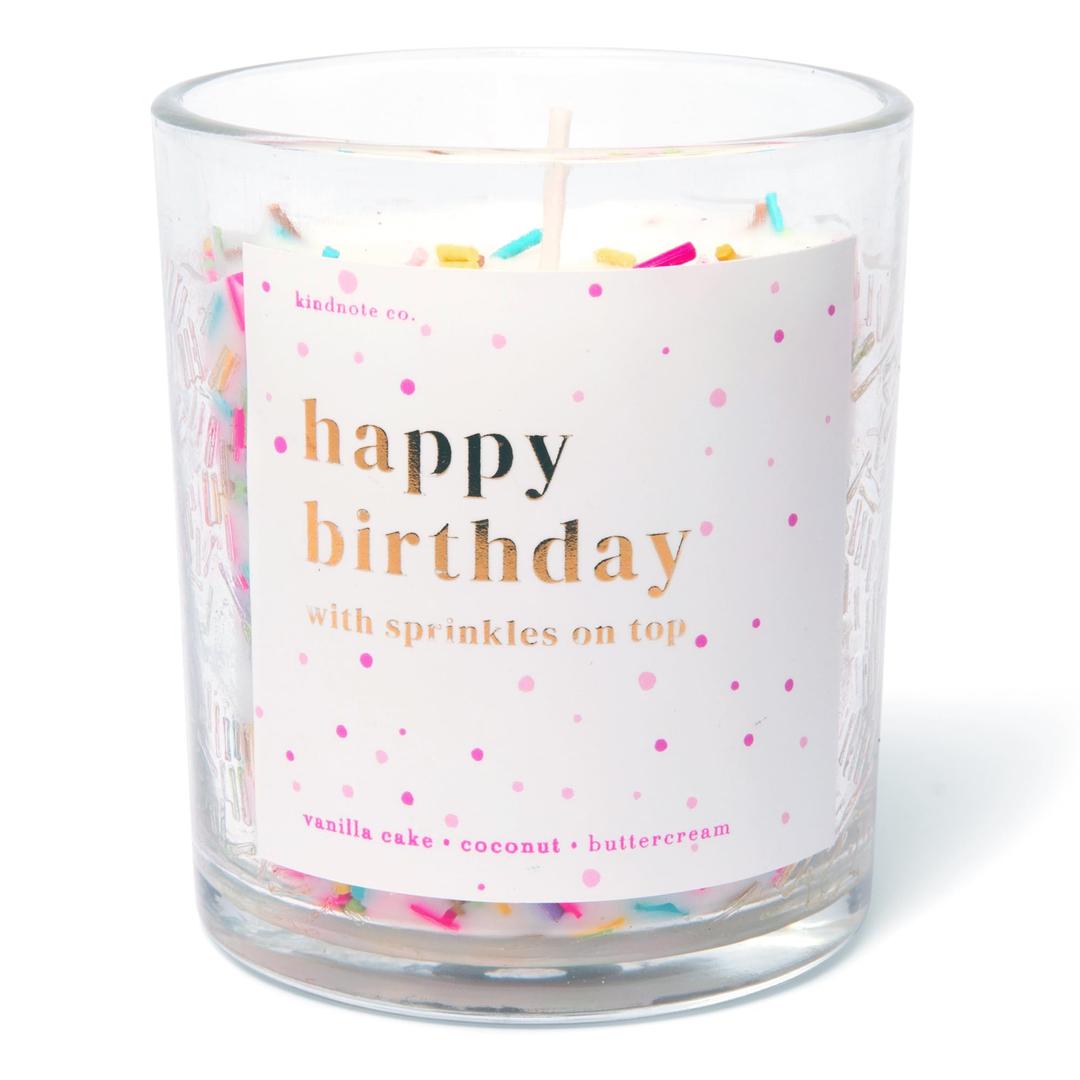 Happy Birthday Candle for Women - 8oz Soy Candle, Vanilla Cake, Coconut, Buttercream Scent - Festive Sprinkles, Premium Design, Eco-Friendly, 40+ Hours Burn Time