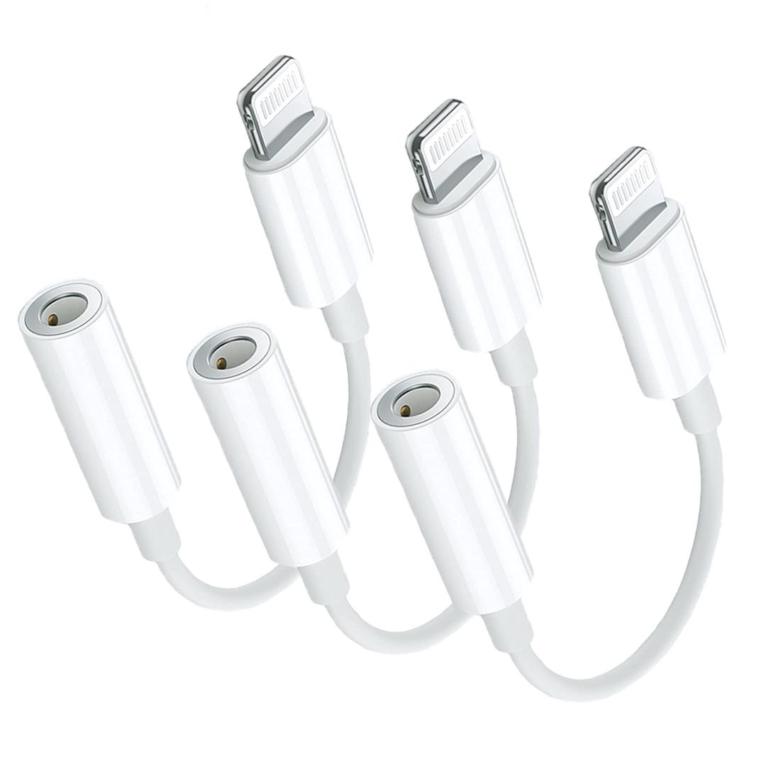 Apple MFi Certified 3 Pack Lightning to 3.5 mm Headphone Jack Adapter, iPhone Audio Dongle Cable Earphones Headphones Converter Compatible with iPhone 14 13 12 Pro 11 Pro X XR XS XS Max 8 7