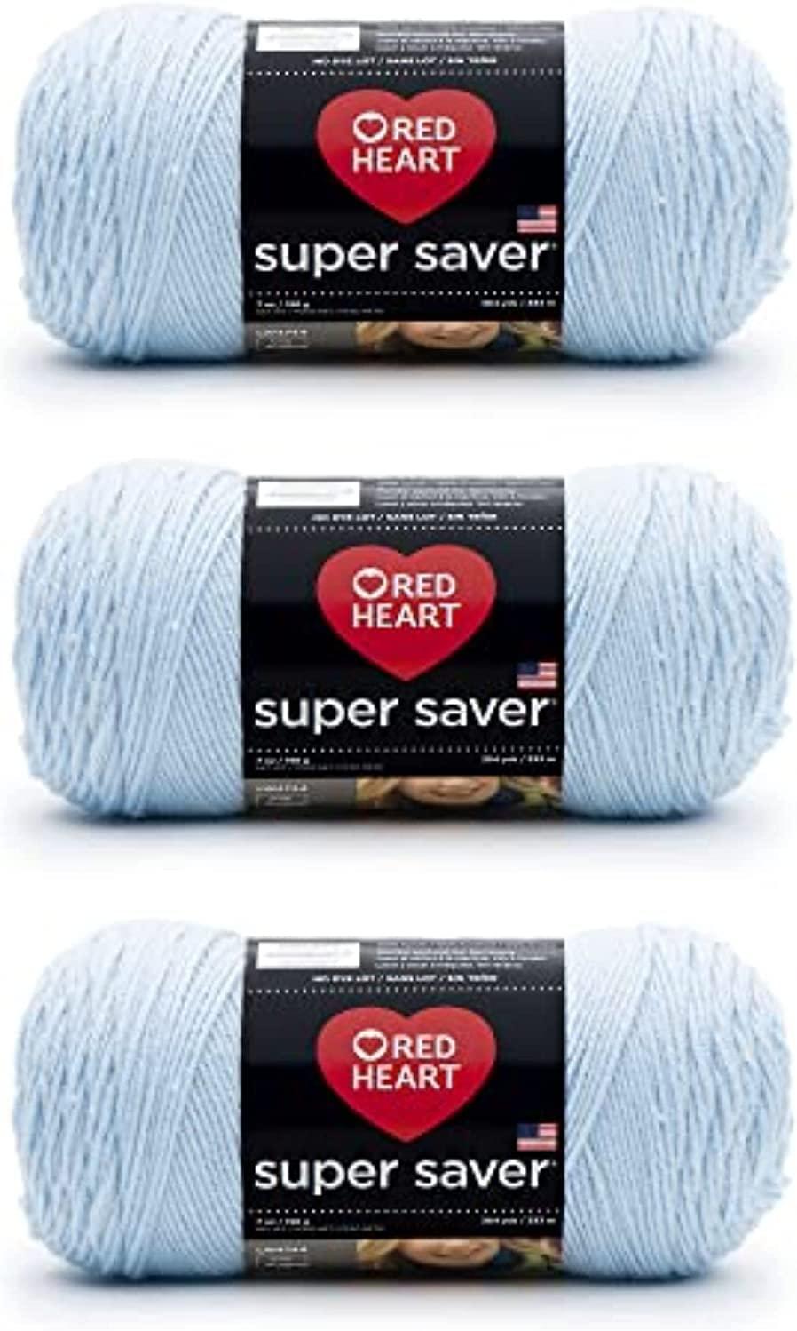 Red Heart Super Saver Light Blue Yarn - 3 Pack of 198g/7oz - Acrylic - 4 Medium (Worsted) - 364 Yards - Knitting/Crochet