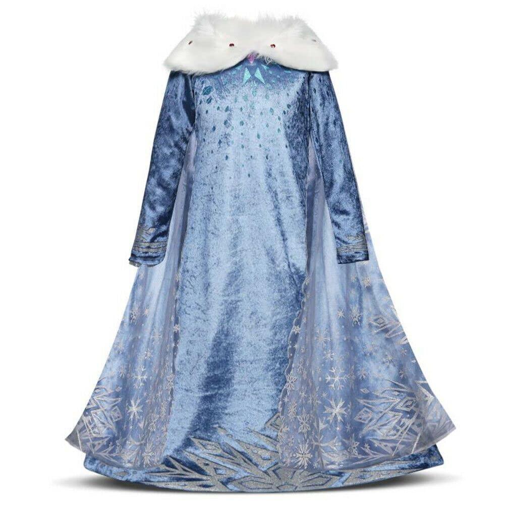 Girls Elsa Fancy Dress Costume - Deluxe Princess Dress Up Set & Accessories for Themed Party, Birthday and Halloween Cosplay, Age 3-10 Years