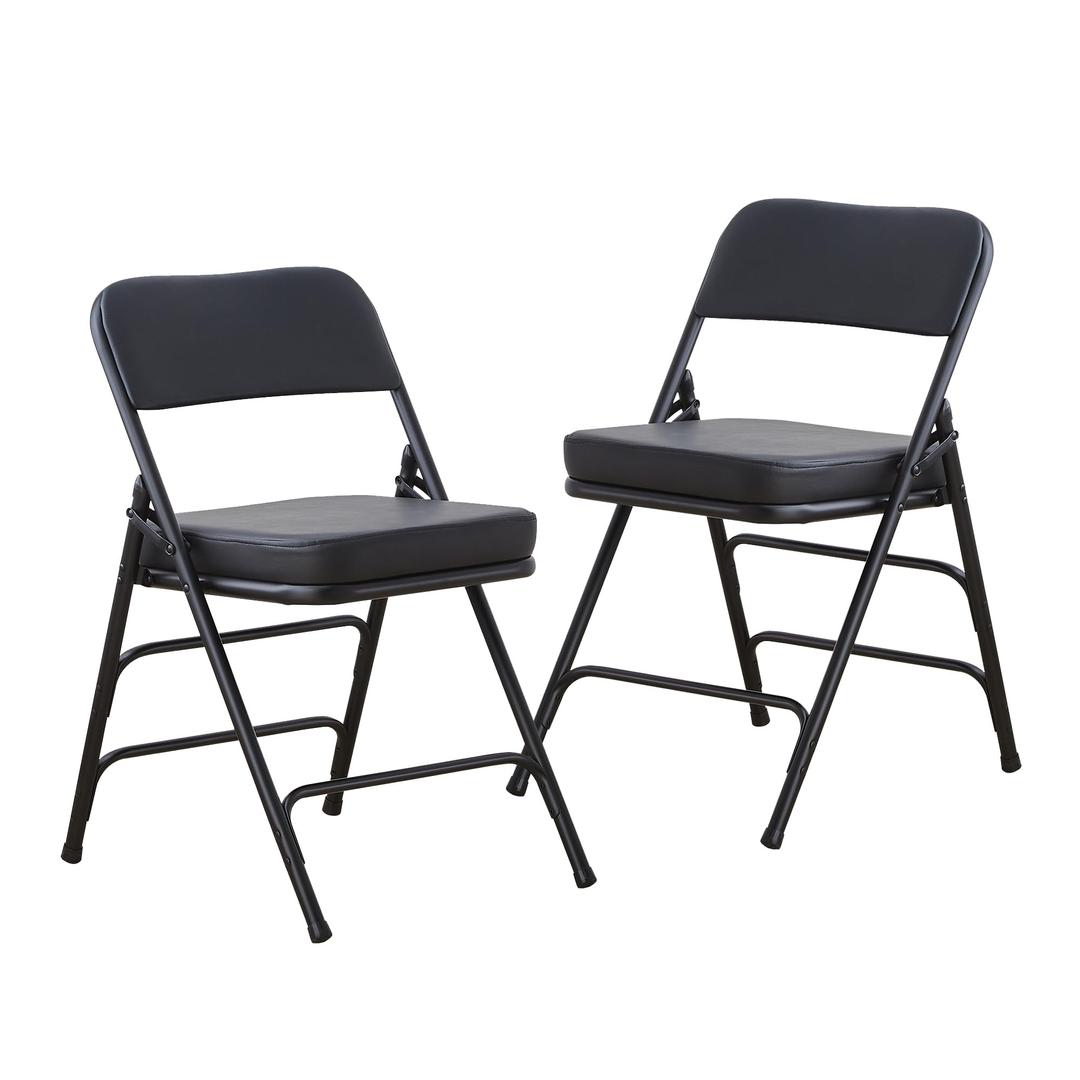 BOOSDENPadded Folding Chair 2 Pack, Foldable Chair with Thick Cushion, Heavy Duty Metal Folding Chair for Outdoor & Indoor & Dining & Party, Black