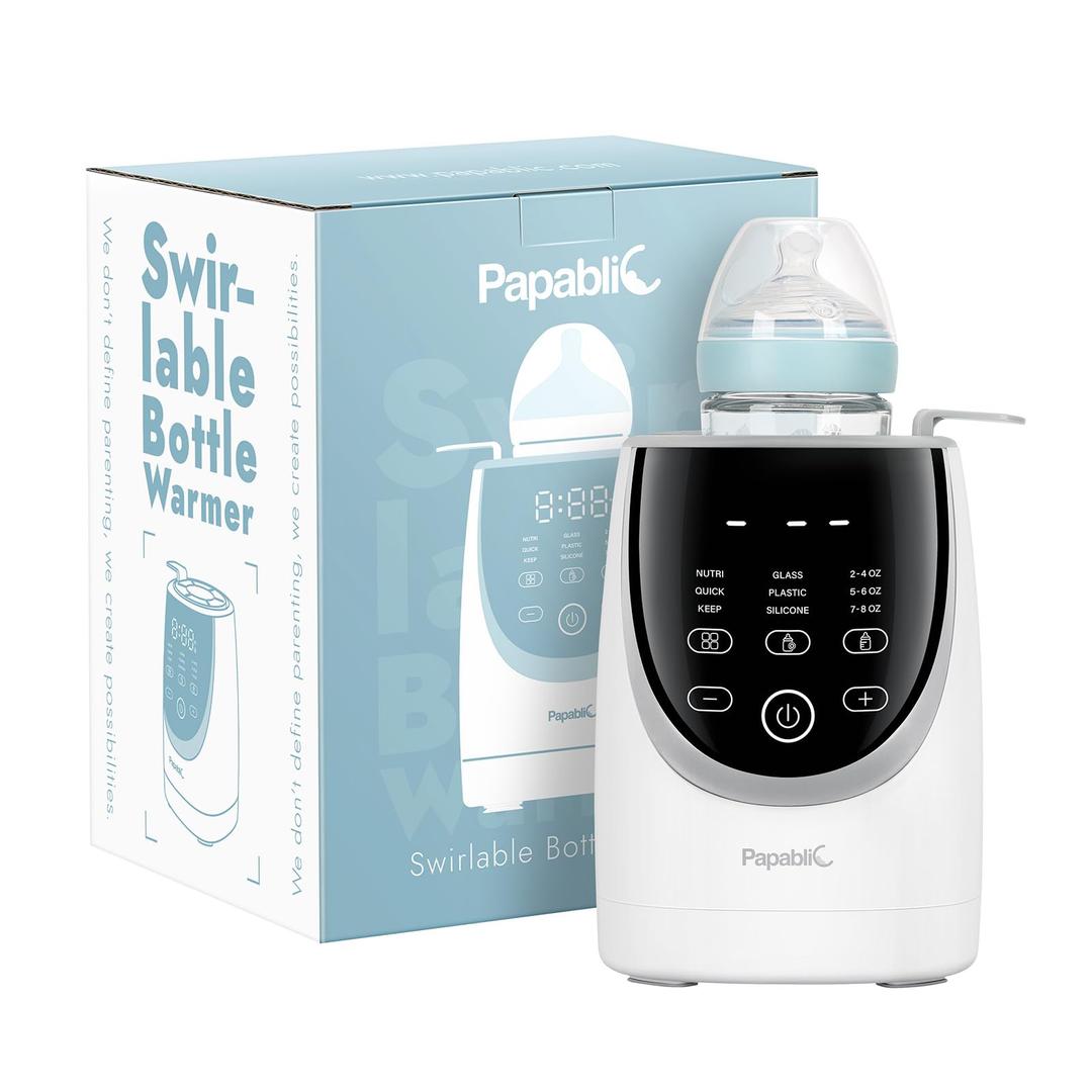 Papablic Swirlable Bottle Warmer, Baby Bottle Warmer with Shake Function for Breastmilk and Night Feeds, Uniform Heating for Nutrient Preservation, Smart Temperature Control, Automatic Shut-Off