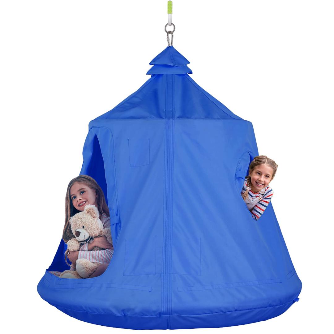 AthLike Hanging Tree Tent for Kid, Indoor Outdoor Hanging Tent, Waterproof Tree Ceiling Pod, Portable Hang Out Huggle Pod Play Tent w/Rainbow Lights String, Inflatable Base, 45" H x 44" W 330lbs