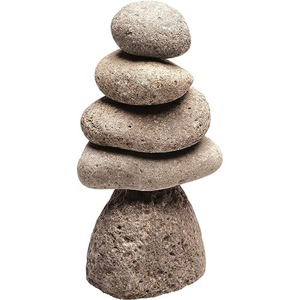 Ancient Graffiti Medium 5-Stone Natural River Stone Cairn, Multicolor, 8in