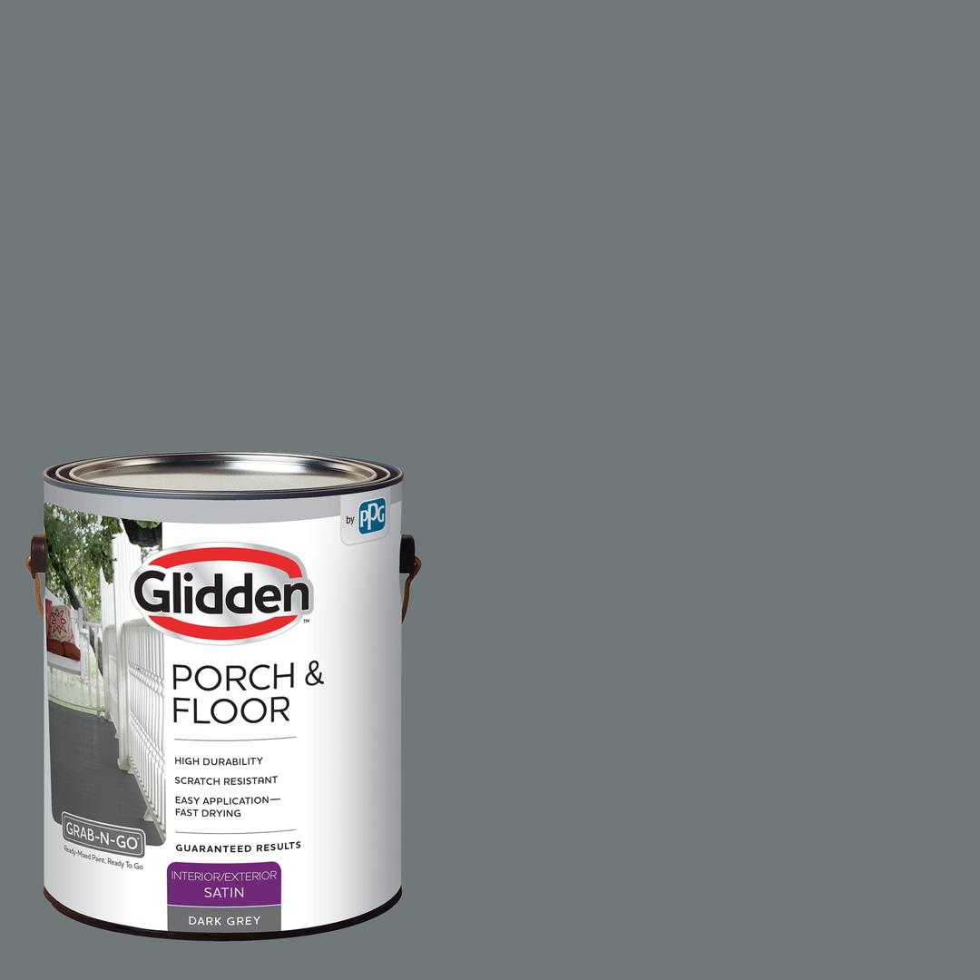 Glidden Grab-N-Go Porch and Floor Interior/Exterior Paint, 1 Gallon, Satin, Dark Gray, 128 Fl Oz (Pack of 1)