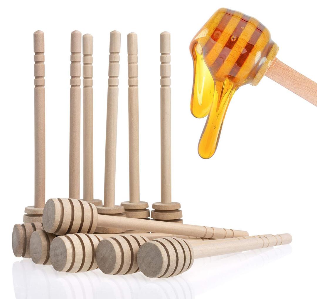 Honey Dipper Stick for Honey Jar Dispense Drizzle Honey,6 Pcs 6inch / 15cm Wood Honey Dippers Sticks - Honey Spoons - Honeycomb Stick