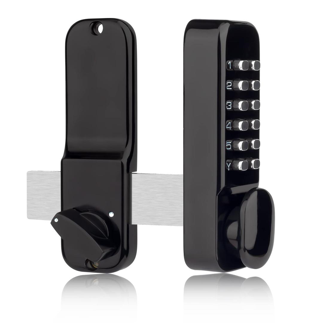 Stainless Steel 100% Mechanical Door Locks with Keypad Door Knob, Waterproof Keyless Entry Door Keypads Deadbolt Lock with Handle, Digital Outdoor Gate Combination Door Locks Set with Keypads (Black)