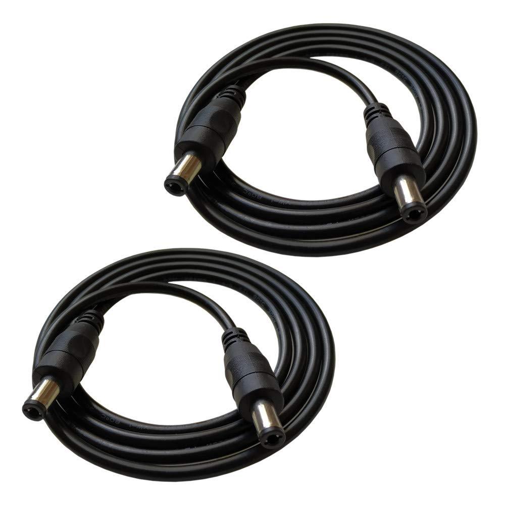 DZYDZR 2pcs 1 Meter 2.1/2.5mm x 5.5mm DC Extension Cable Black 22 AWG Copper Wire Male to Male Plug Max 24V 3A (3.3ft)