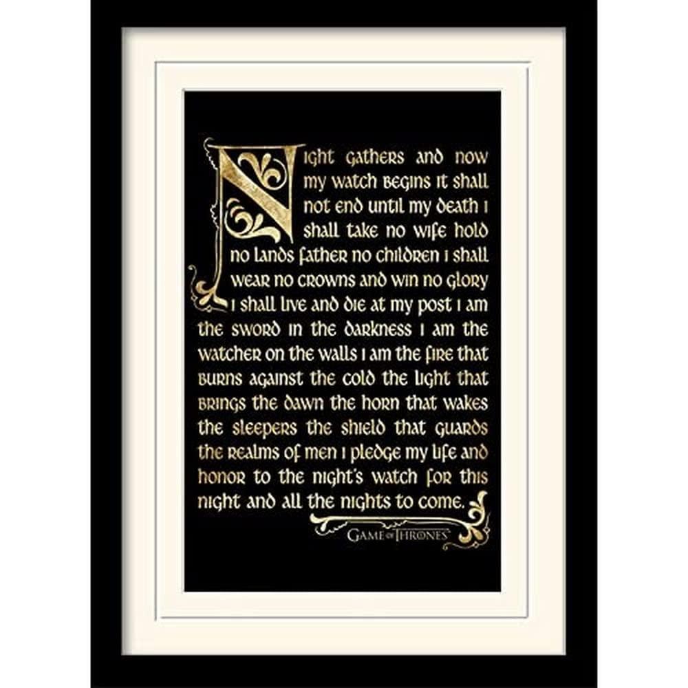 Game of Thrones (Season 3-Nightwatch Oath 30x40 cm Mounted & Framed,Black