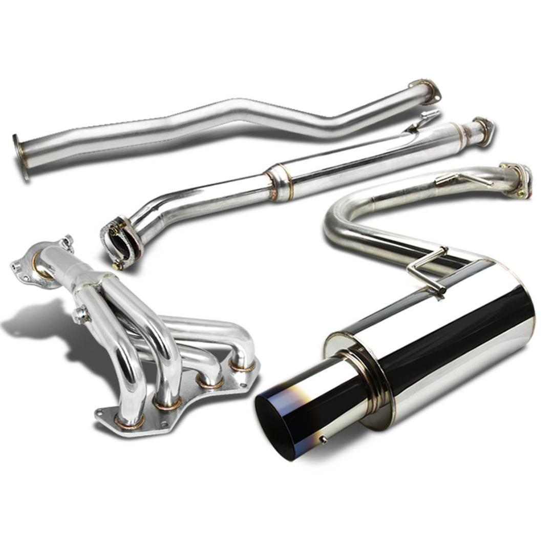 For Scion tC 4 inches Muffler Burnt Tip Stainless Steel Catback+Manifold Header Exhaust System - VVTi 2AZ-FE