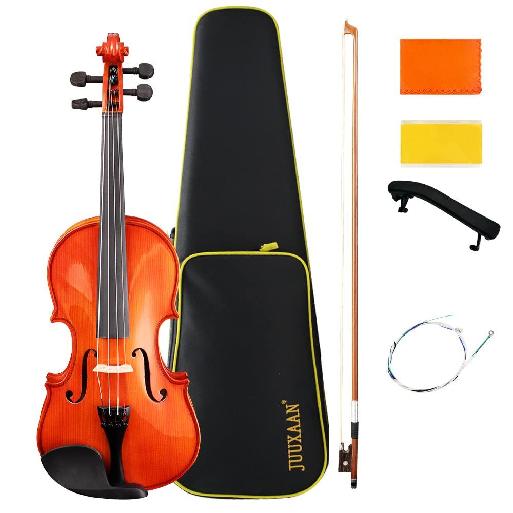 Solid Wood Violin beginner's violin, with canvas bag, bow shoulder and rosin strings (4/4)