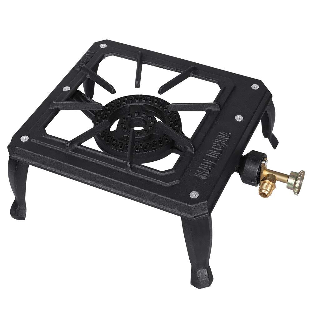 Portable Stove Burner Cast Iron Propane LPG Gas Cooker for Patio Outdoor Camping BBQ, Not Include Adapter