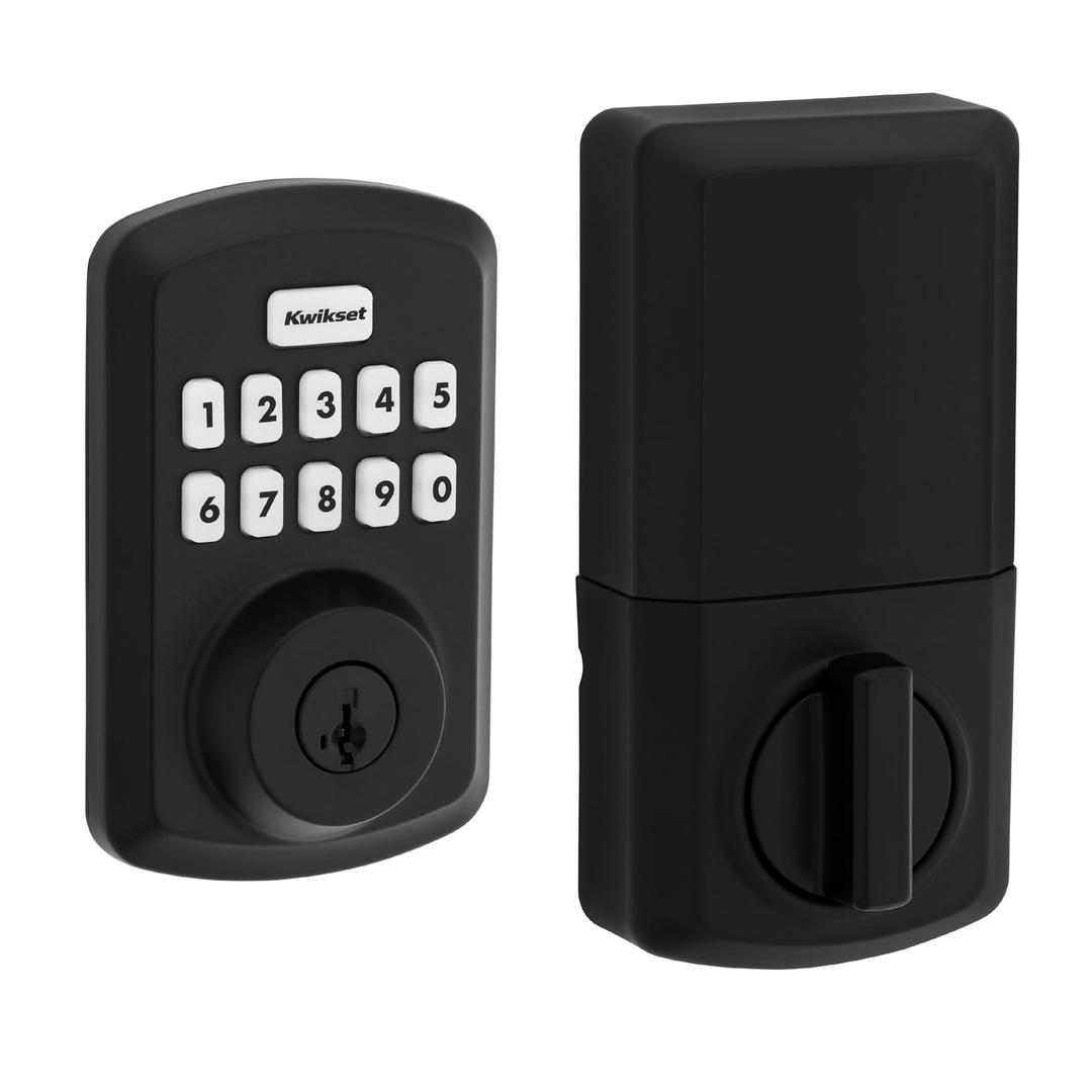 Kwikset Powerbolt 250 10-Button Keypad Matte Black Transitional Electronic Deadbolt Door Lock, Featuring Convenient keyless Entry, Customizable User Codes and auto Locking