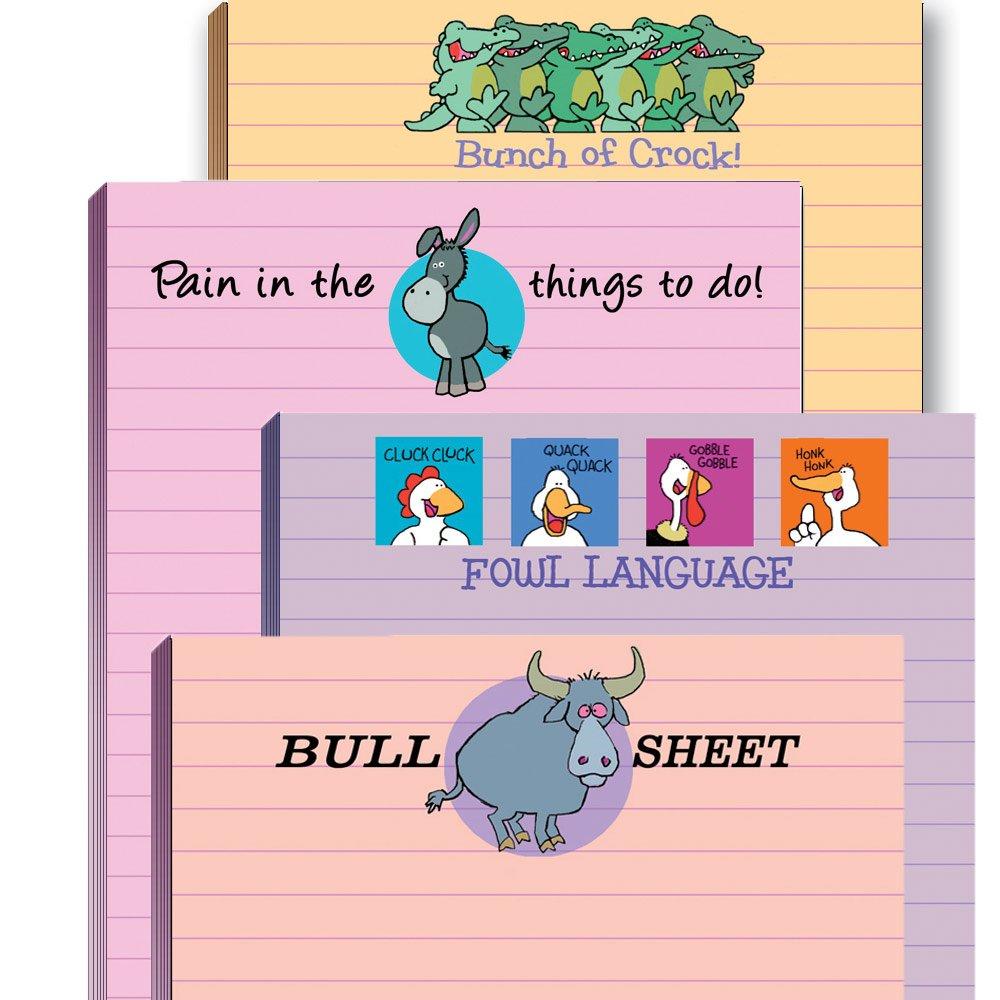 Stonehouse Collection Funny Notepads - Assorted Pack of 4 Note Pads - Funny Office Gifts for Coworkers, Women & Men - Made in USA Note Pad, 4.25 x 5.5 Inch Each - Cute Notepad & Fun Office Supplies