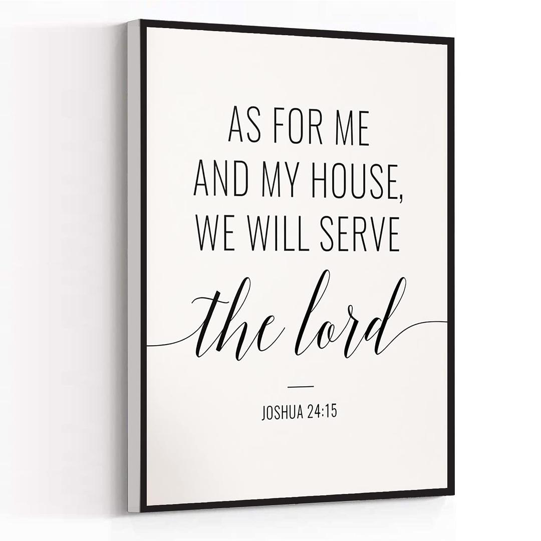 KEJPU Canvas Wall Art Modern Art Print As For Me And My House We Will Serve The Lord Art,Joshua 24 15 Painting Artwork Wall Decor For Home Office Wooden Frame Ready To Hang 8"X12"