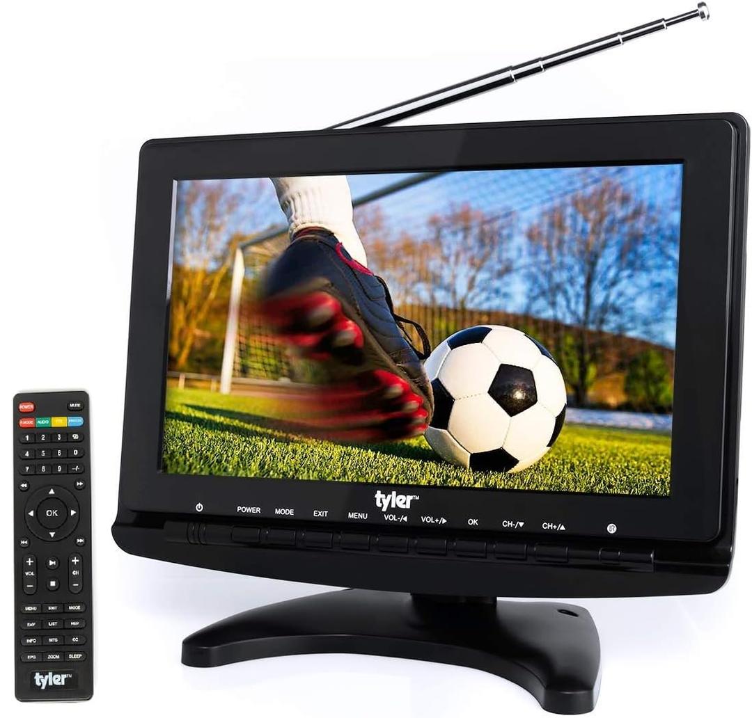 Tyler TTV706 10” Portable Widescreen 1080P LCD TV with Detachable Antennas, HDMI, USB, RCA, FM Radio, Built in Digital Tuner, AV Inputs, AC/DC, (3) Antennas, and Remote Control