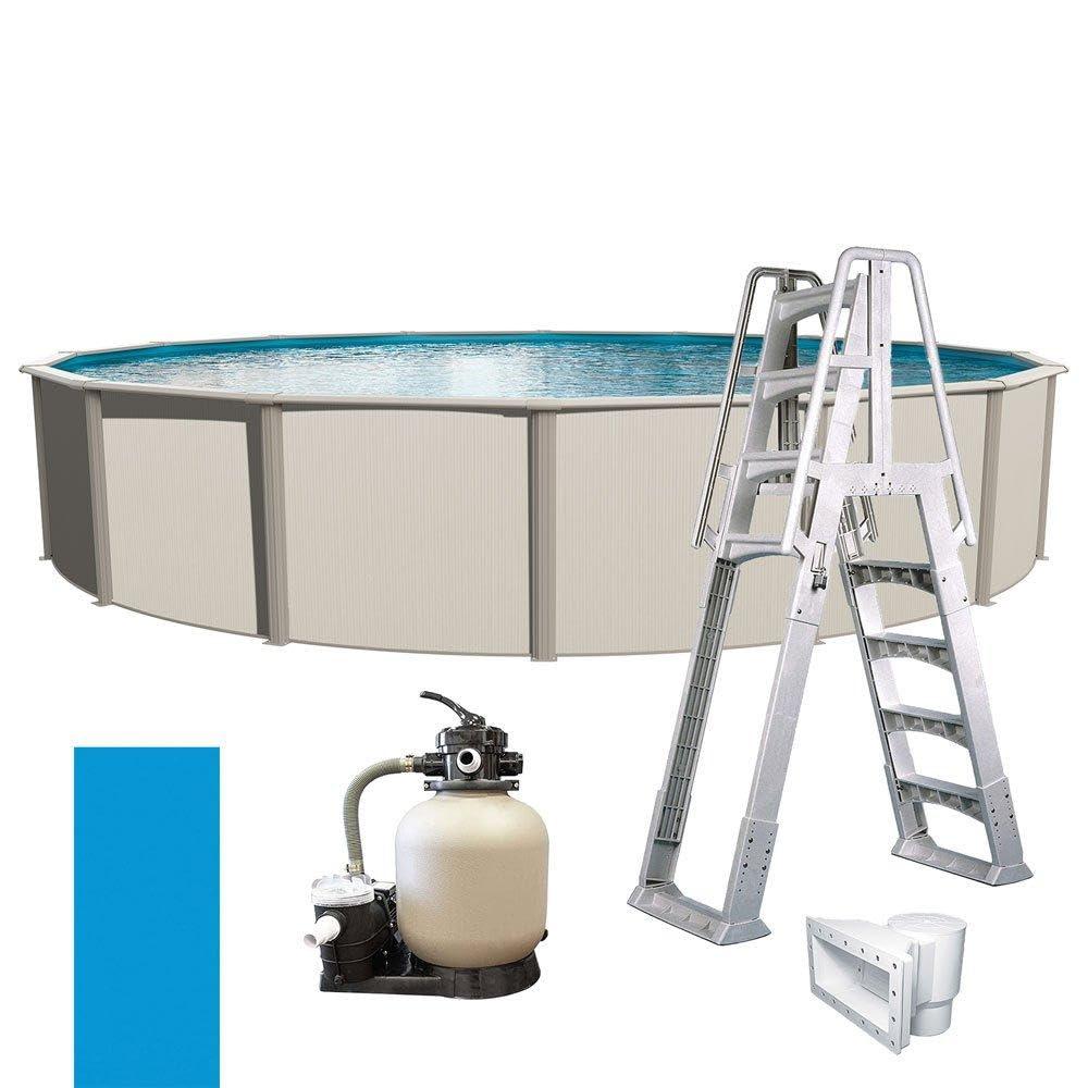 In The Swim 24' Round Above Ground Swimming Pool - Weekender Package - Featuring: Sand Filter, Pump System and A-Frame Ladder