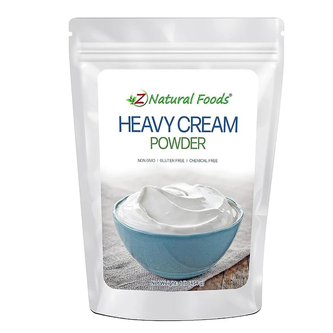 Z Natural Foods Heavy Cream Powder, Nutrient-Rich, Delicious Dry Cream with a Durable Shelf Life, Perfect for Coffee, Cake, Dessert, and Recipes, Keto-Friendly, Non-GMO, Gluten-Free, Kosher, 1 lb