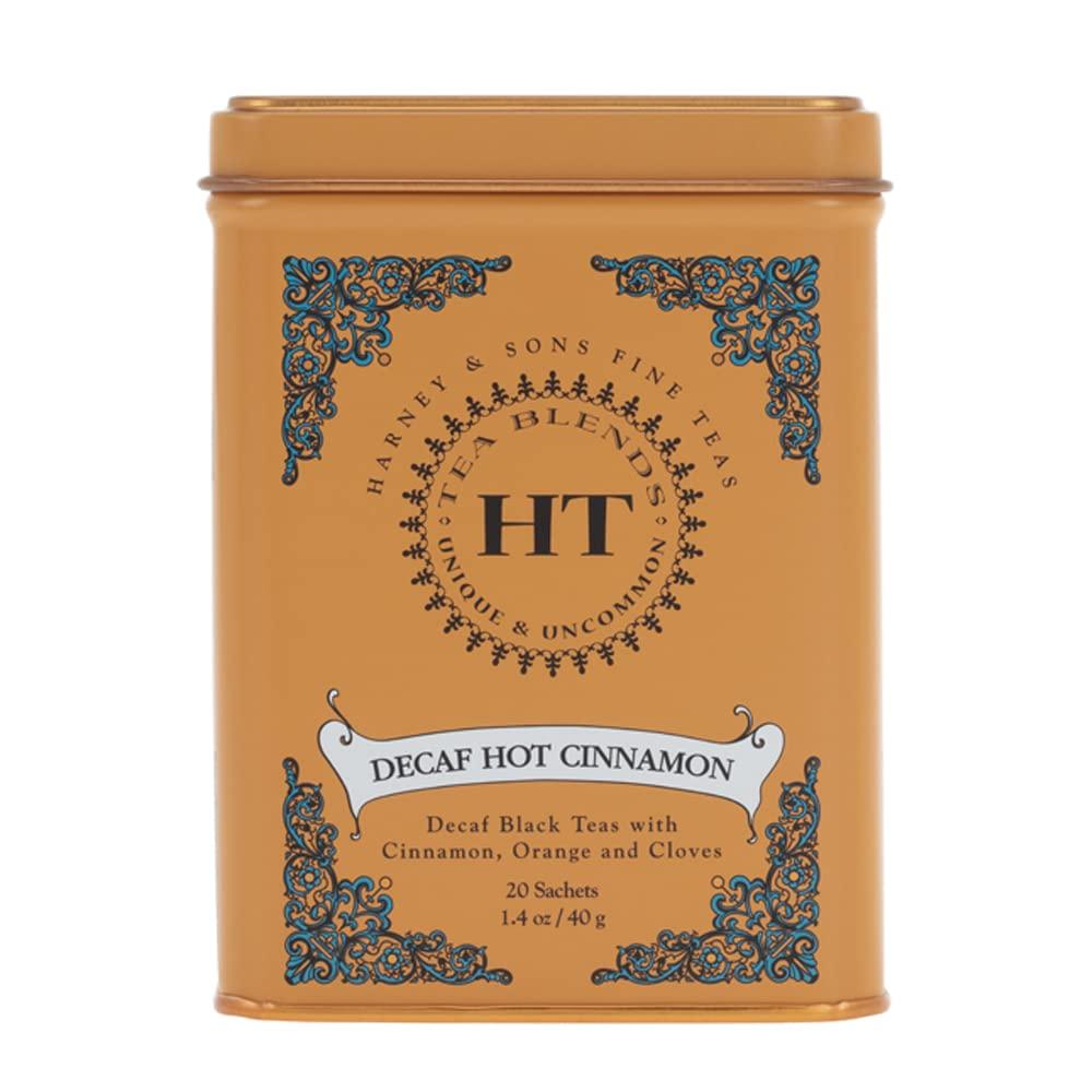 Harney and Sons Decaf Hot Cinnamon , Decaf Flavored Black 20 Sachets per Tin 1.4oz