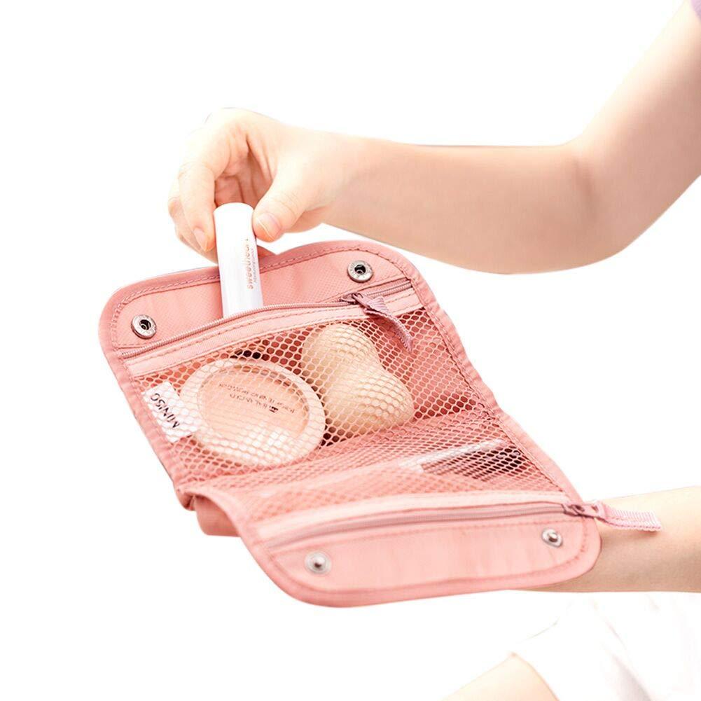 MINISO Portable Multi-Functional Cosmetic Bag Packing Organizer, 6.5 * 4.7 * 2 inches,Pink