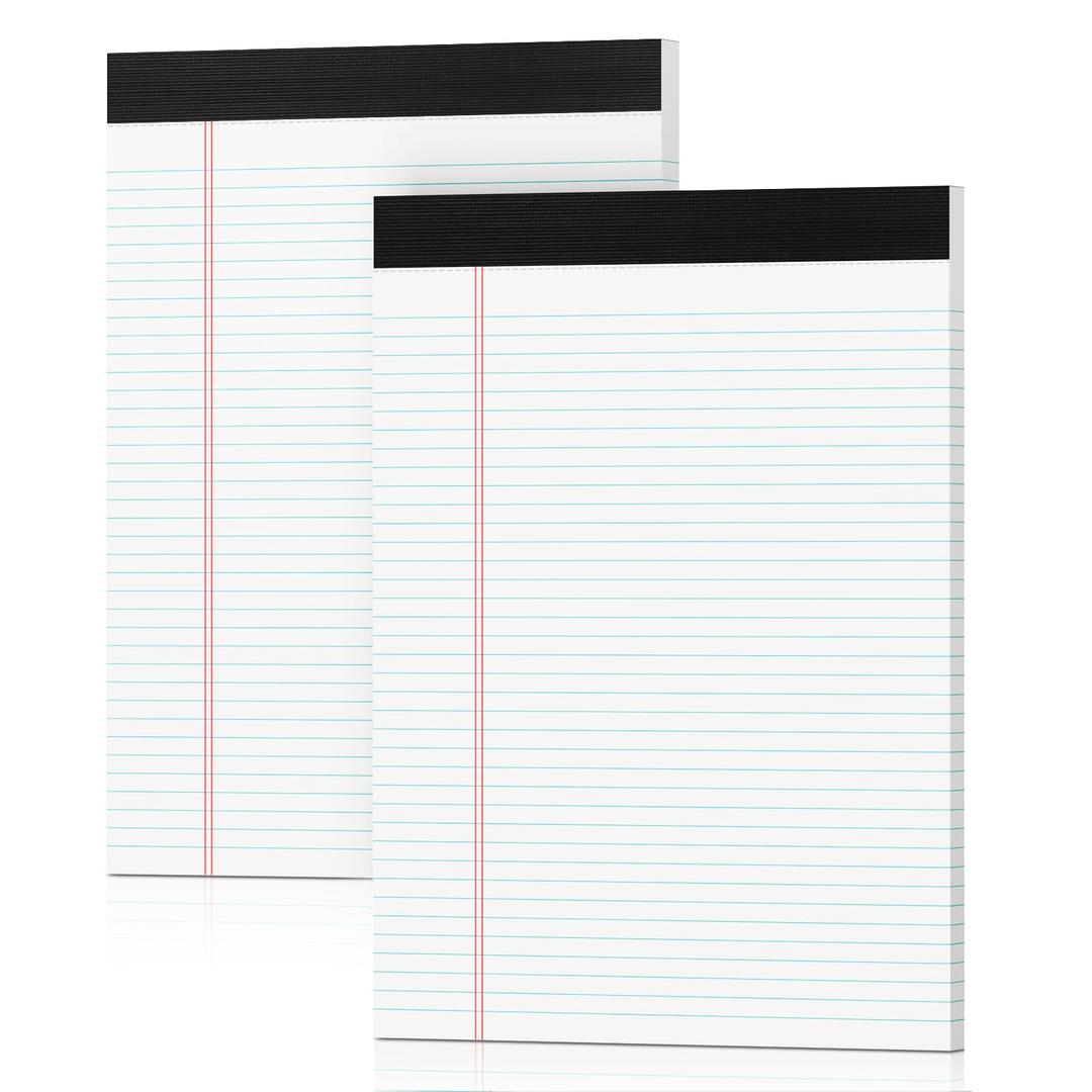 Legal Pads 8.5 x 11.75 White Note Pads 2 Pack - Double-Sided Printing & Perforated College Ruled Sheets - 30 Sheets Premium Thick Paper, No Ink Bleeding - Ideal for Office Supplies, Homework, Notes