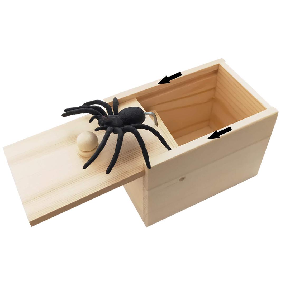 Original Spider Scare Prank Box, Hilarious Wooden Scare Box,Handmade Fun Joke Scarebox Toy,Practical Gift Toy Spider Box Prankoy Prank for Kids Adults