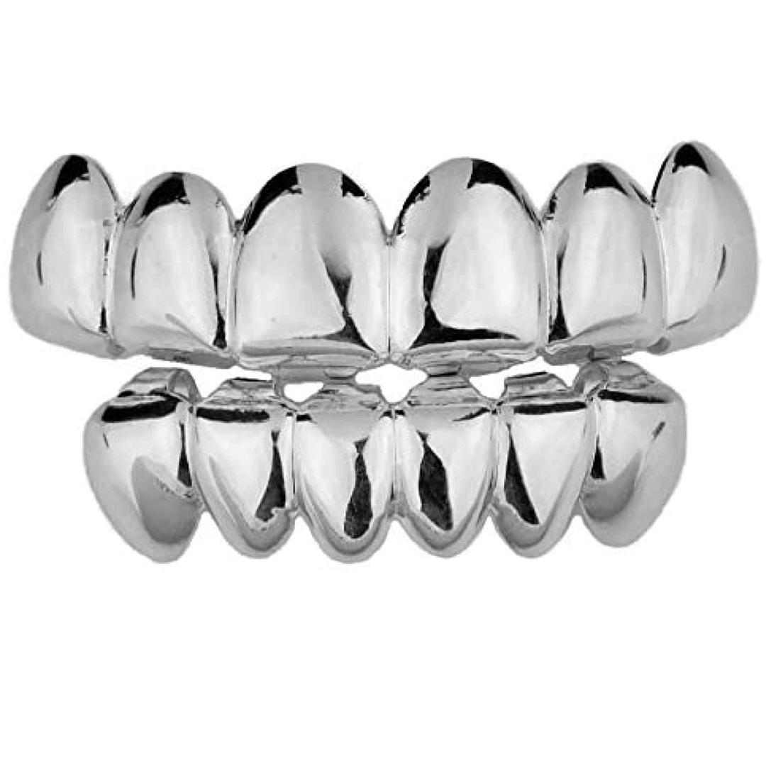 HarlemBlingSolid 925 Sterling Silver Real Grillz - Premade Top & Bottom Grills For Teeth - Real Solid Silver NOT BRASS