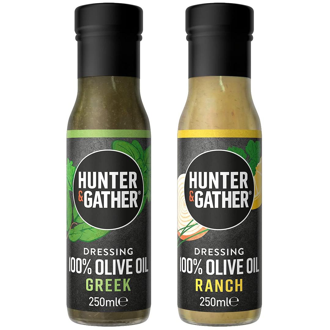 Hunter & GatherKeto Ranch & Greek Salad Dressings 2 x 250ml | Seed Oil Free | Made with 100% Pure Avocado Oil and Herbs | Keto, Low Carb, Paleo, Whole30 | Sugar and Gluten Free