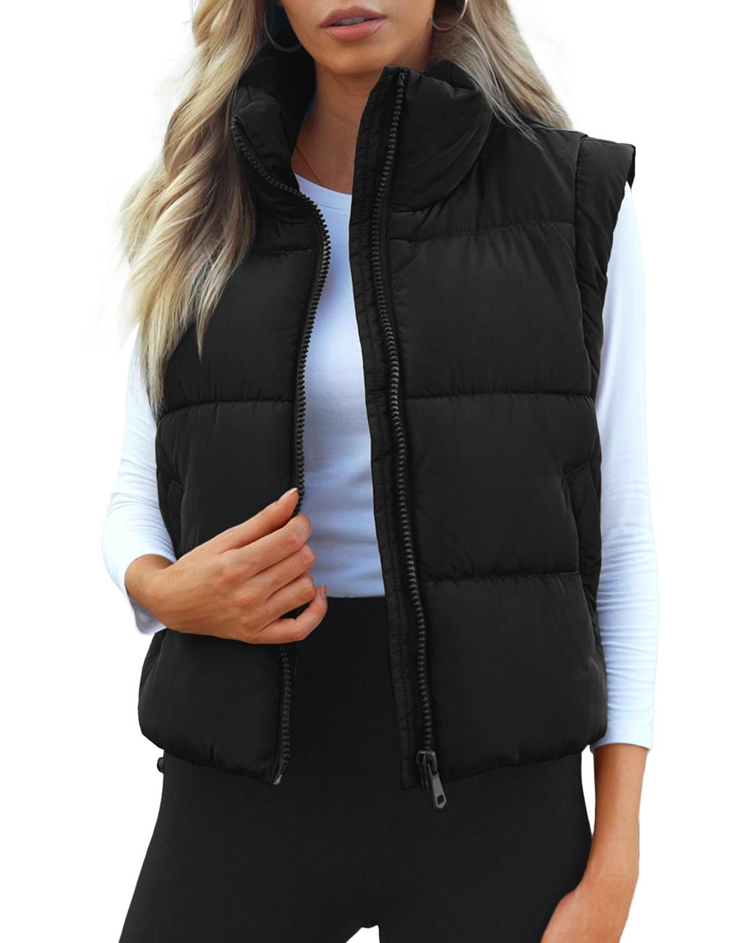 CityorkWomen's Puffer Vest Lightweight Sleeveless Winter Outerwear Full Zipper Warm Padded Gilet Jacket Coat with Pockets