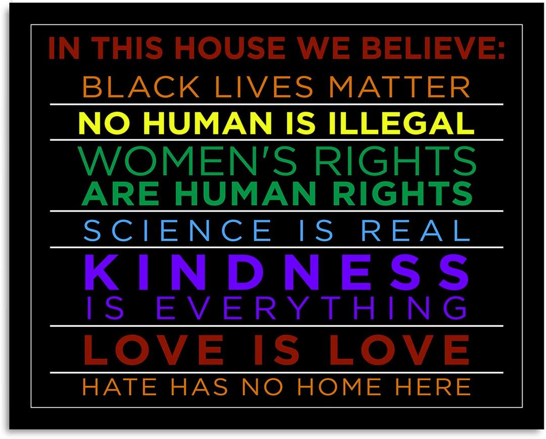 In This House We Believe - Diversity Posters for Classroom - Motivational Posters for Classroom - Diversity Wall Art - Diversity Classroom Decor - Inclusive Wall Art- 10x8 unframed print