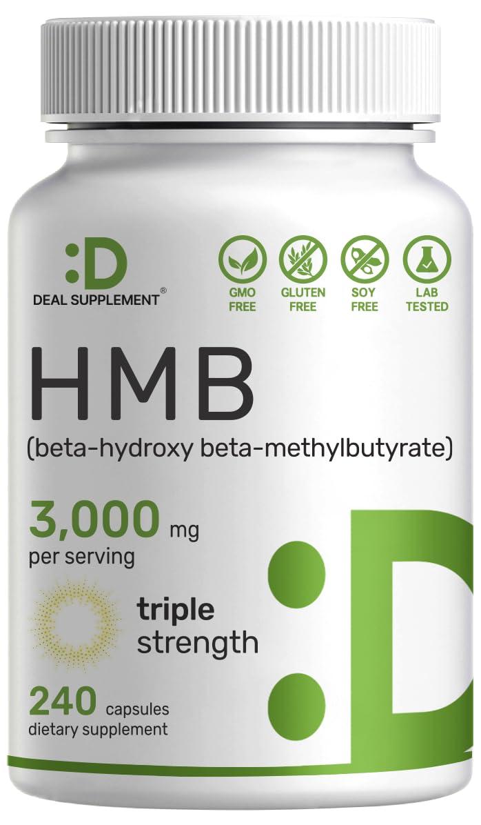 DEAL SUPPLEMENTUltra Strength HMB Supplements 3,000mg Per Serving, 240 Capsules | Third Party Tested | Supports Muscle Growth, Retention & Lean Muscle Mass | Fast Workout Recovery