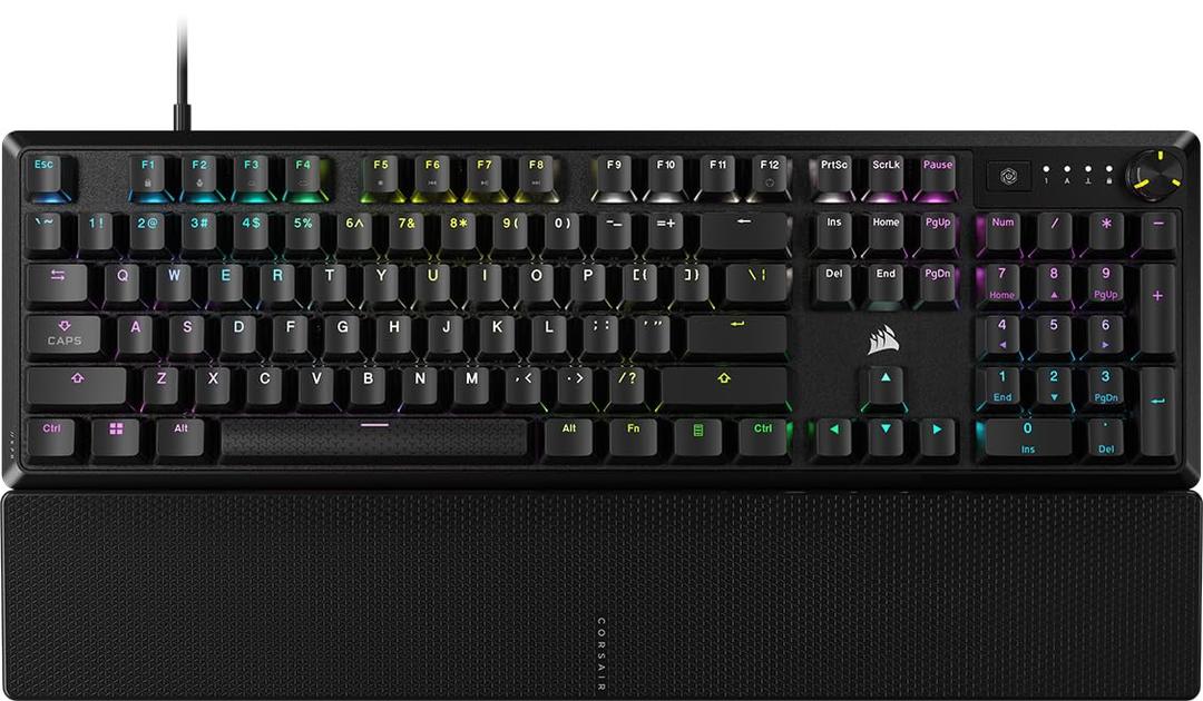 CORSAIR K70 CORE RGB Mechanical Gaming Keyboard with Palmrest - Pre-lubricated Corsair MLX Red Linear Keyswitches - Sound Dampening - Media Control Dial - iCUE Compatible - QWERTY NA Layout - Black