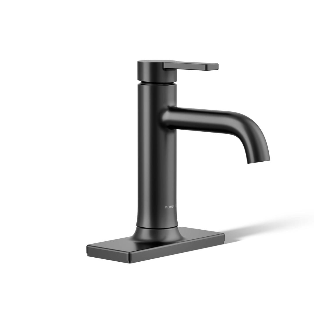 Kohler 28126-4-BL Venza Bathroom Sink Faucet, 1 Hole, Single-Handle Bathroom Faucets with Clicker Drain, 1.2 gpm, Matte Black