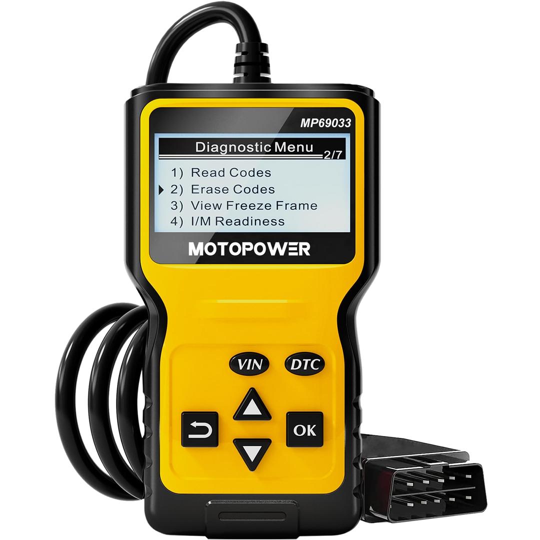 MOTOPOWER MP69033 Car OBD2 Scanner Code Reader Engine Fault Scanner CAN Diagnostic Scan Tool for All OBD II Protocol Cars Since 1996, Yellow